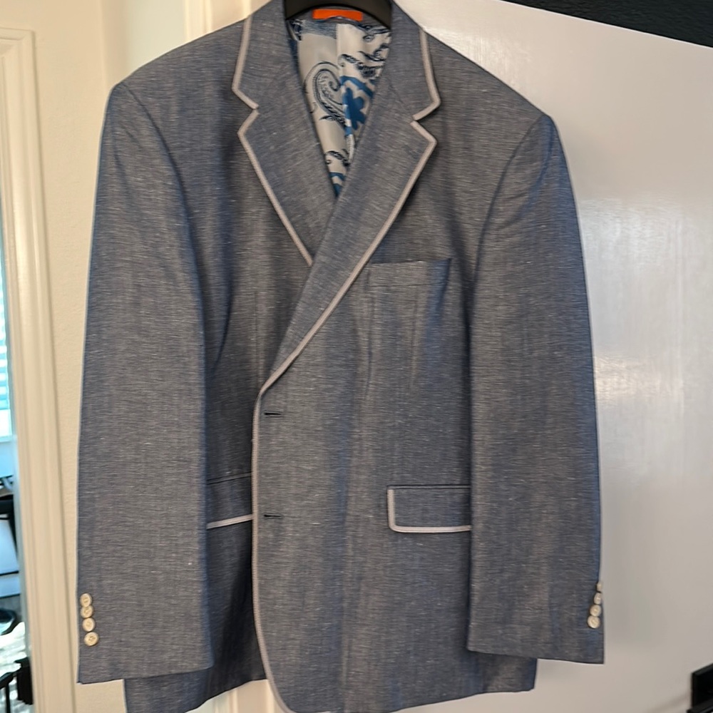Tallia - Men’s Blazer - Blue with Silver Piping - Size 50R